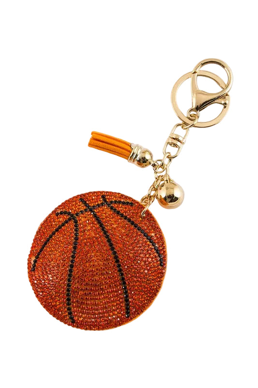 Crystal Basketball Key Charm | Sparkly Basketball Bag Charm