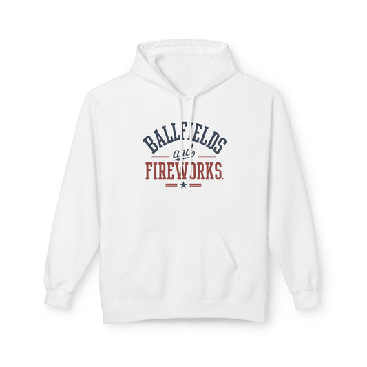 Ballfields & Fireworks Hoodie | Patriotic Summer Game Day Sweatshirt