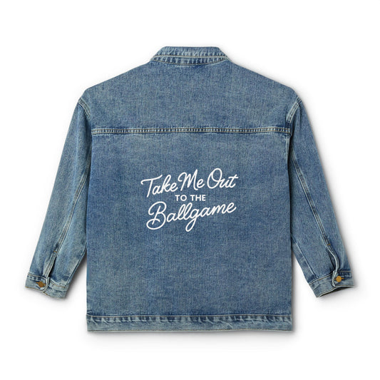 Take Me Out to the Ballgame Denim Jacket | Vintage Baseball Oversized Jean Jacket
