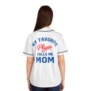 My Favorite Player Calls Me Mom Baseball Jersey | Baseball Mom Button-Up Jersey