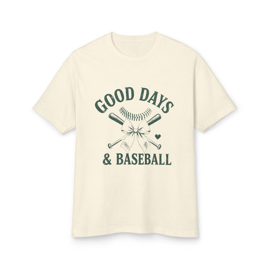 Good Days & Baseball Vintage Graphic Tee | Baseball Mom Heavyweight Comfort Shirt