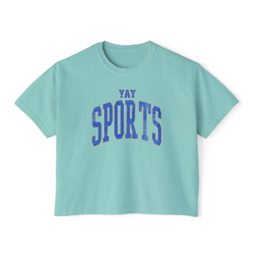 YAY SPORTS Boxy Tee | Funny Vintage Casual Sports Mom Crop Shirt