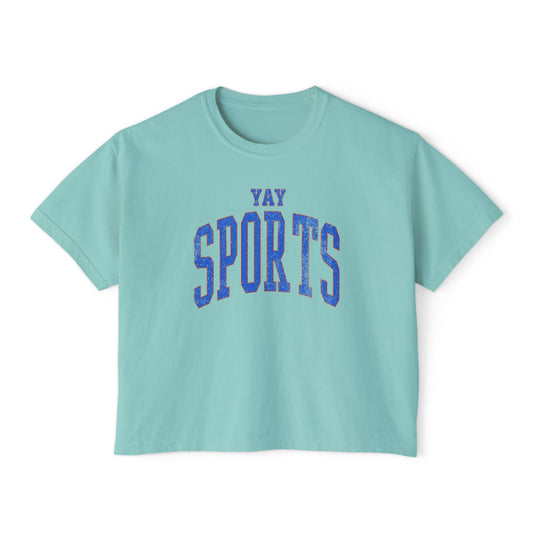 YAY SPORTS Boxy Tee | Funny Vintage Casual Sports Mom Crop Shirt