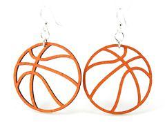 Basketball Earrings | Wooden Basketball Dangle Earrings Made in USA