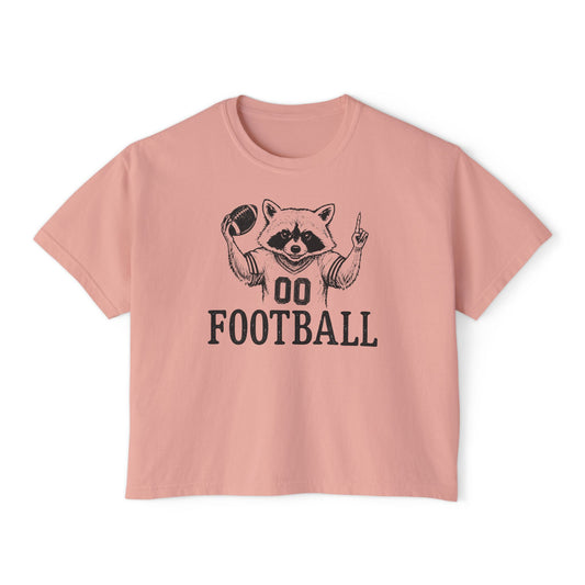 Vintage Football Raccoon Cropped Boxy Tee