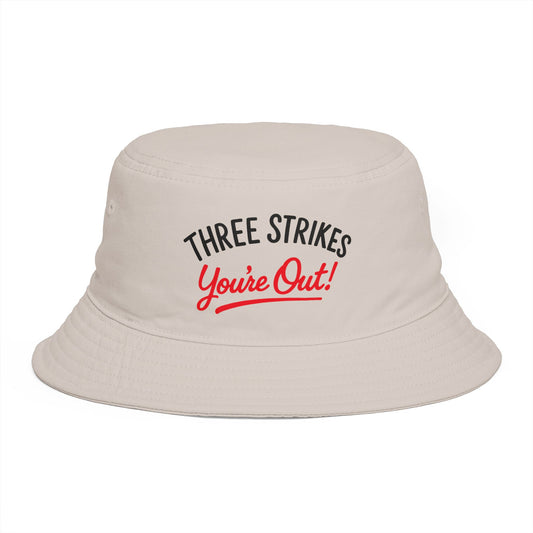 Three Strikes You’re Out Bucket Hat | Vintage Baseball Bucket Cap