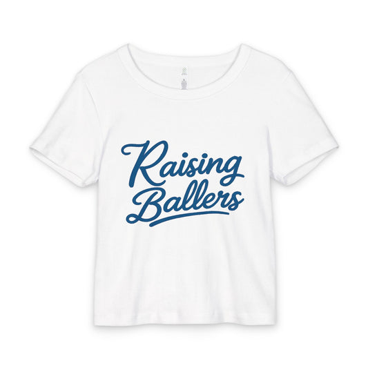 Raising Ballers Organic Rib Baby Tee | Cute Baseball & Basketball Mom Shirt