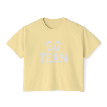 Go Team Boxy Crop Tee | Women's Vintage Game Day Shirt | Cropped Sideline T-Shirt | Sports Fan Graphic Tee