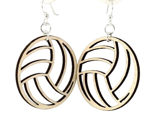 Volleyball Statement Earrings | Lightweight Wooden Volleyball Earrings for Women