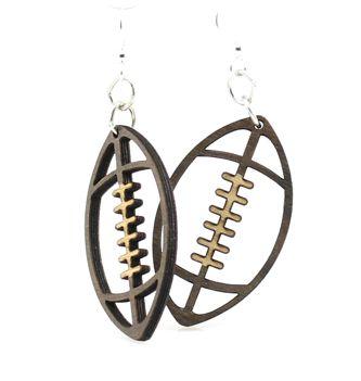 Football Earrings | Wooden Football Dangle Earrings Made in USA