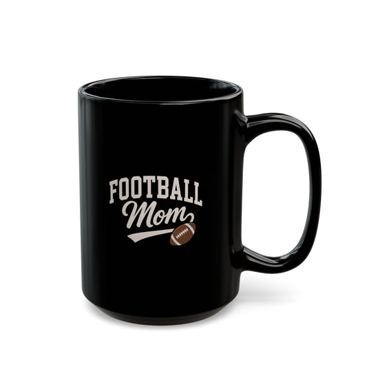 Football Mom Black Coffee Mug, 15oz