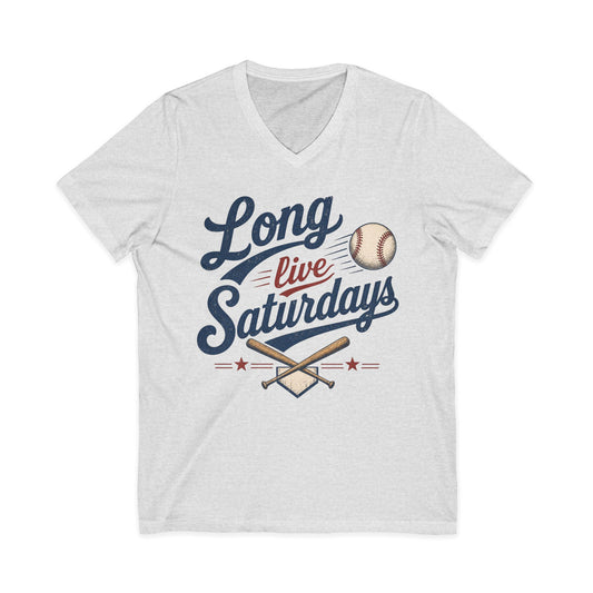 Long Live Saturdays Baseball V-Neck Shirt | Vintage Baseball Graphic Tee