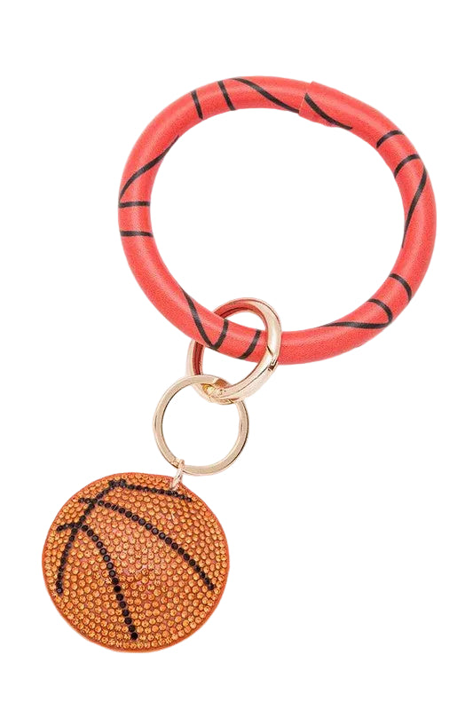 Basketball Stone Keychain Bracelet | Game Day Wristlet Key Ring