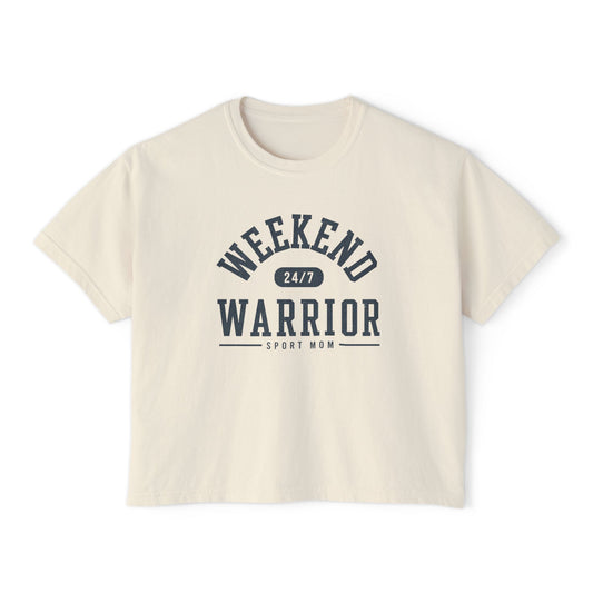 Weekend Warrior Sport Mom Boxy Tee | Vintage Cropped Athletic Graphic T-Shirt