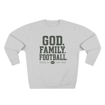 God Family Football Crewneck Sweatshirt | Faith Family Sports Pullover