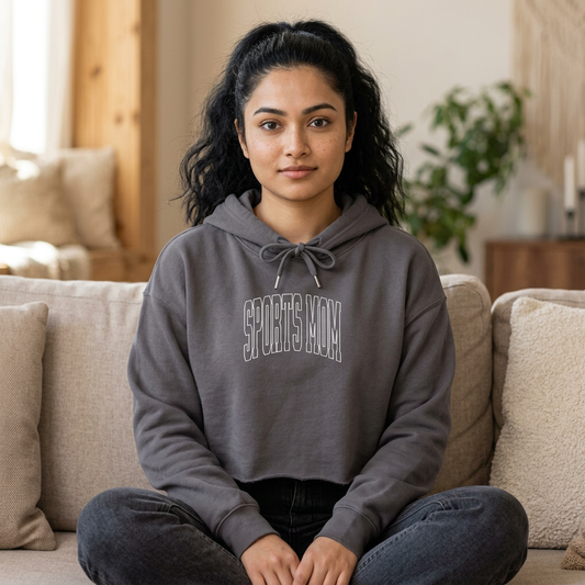 Sports Mom Cropped Hoodie | Minimalist Athletic Mom Streetwear