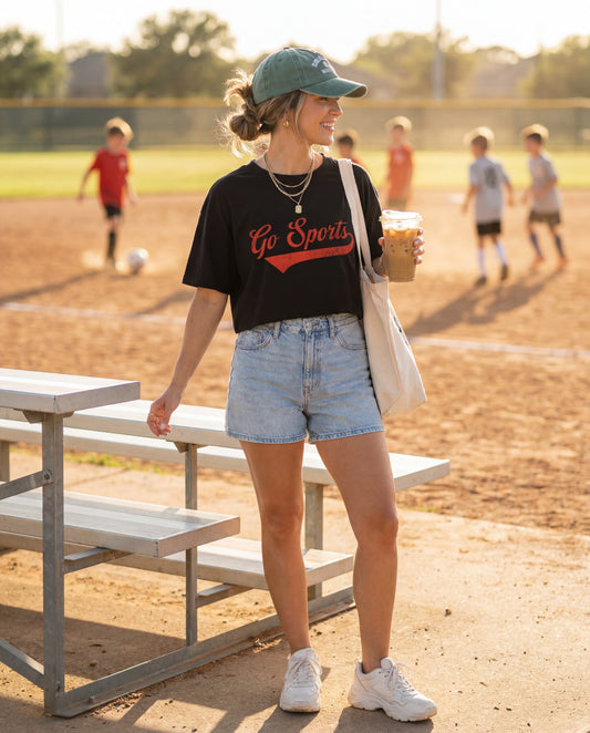 Go Sports Cropped Tee | Vintage Athletic Boxy Crop Shirt