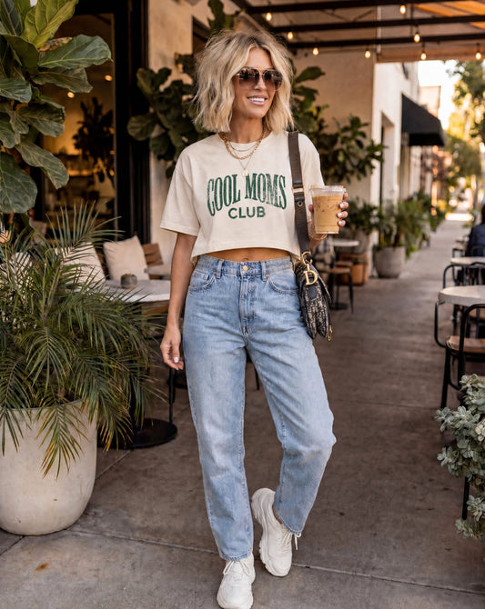 Cool Moms Club Boxy Tee | Vintage Mom Graphic Crop T-Shirt