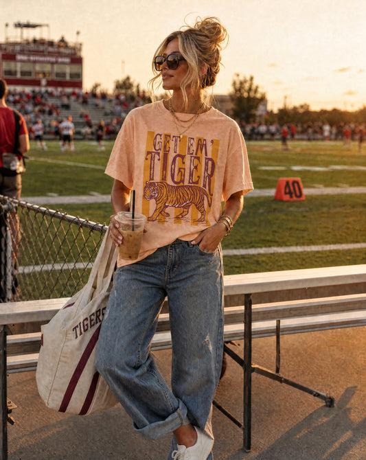 Get Em’ Tiger Graphic Tee | Vintage Varsity Tiger Shirt