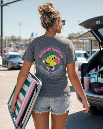 Blowing Bubbles Hitting Doubles Pocket Tee