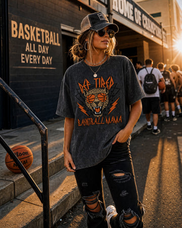 Def Tired Basketball Mama Mineral Wash Tee