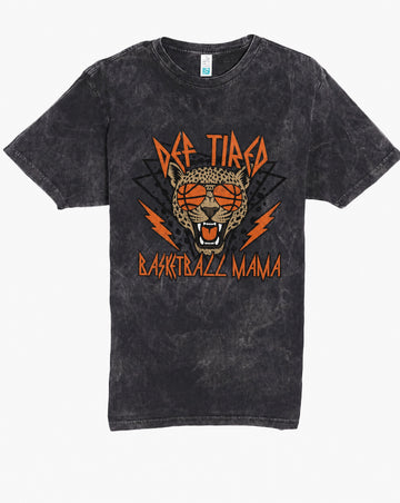 Def Tired Basketball Mama Mineral Wash Tee | Vintage Rock Style Sports Mom Shirt