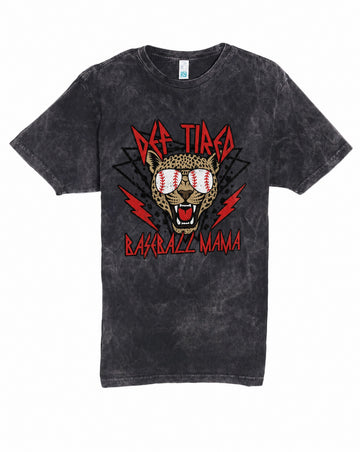 Def Tired Baseball Mama Mineral Wash Tee | Vintage Rock Style Baseball Mom Shirt