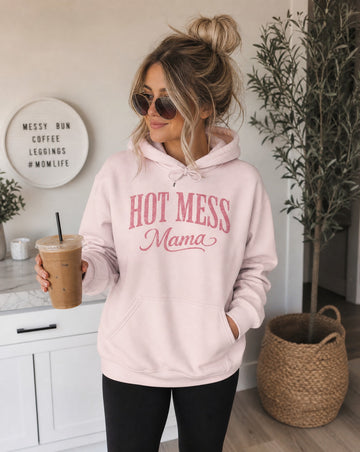 Hot Mess Mama Pink Graphic Sweatshirt