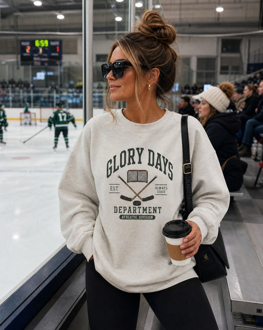 Glory Days Department Crewneck Sweatshirt | Vintage Retro Hockey Sweatshirt