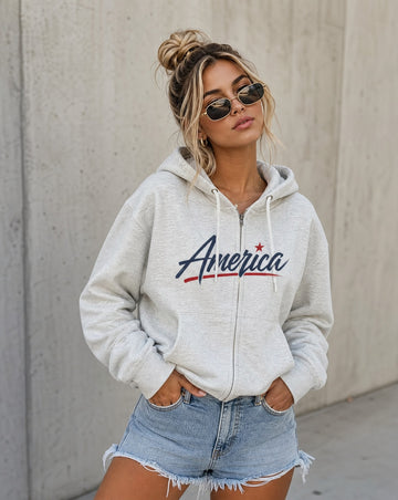 America Script Full Zip Hoodie
