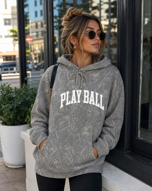 Play Ball Hoodie | Vintage Camo Baseball Pullover