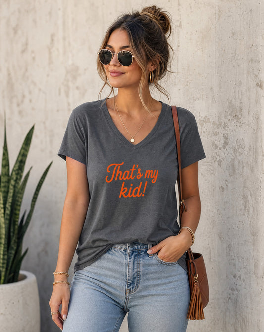 That’s My Kid V-Neck T-Shirt | Proud Mom Graphic V-Neck Shirt