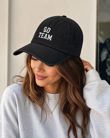 Go Team Hat Vintage Embroidered Sports Mom Baseball Cap