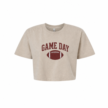 Game Day Cropped T-Shirt | Women's Vintage Football Crop Tee | Garment-Dyed Game Day Shirt | Football Fan Crop Top