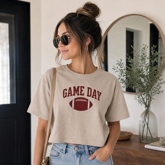 Game Day Football Cropped T-Shirt