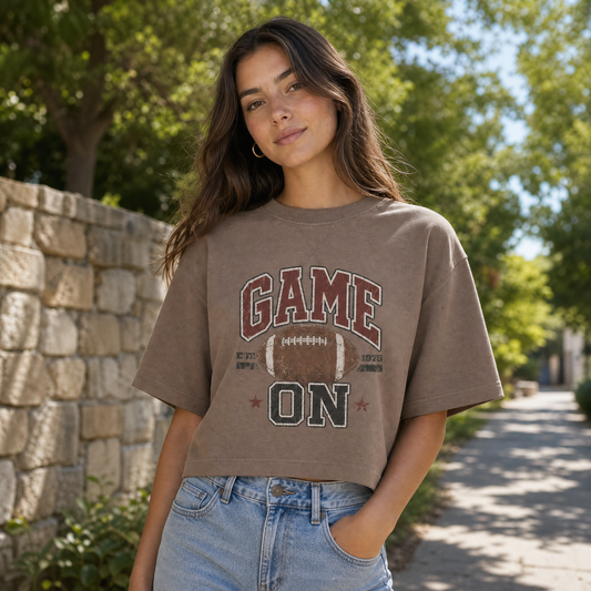 Game On Football Vintage French Terry Boxy Tee