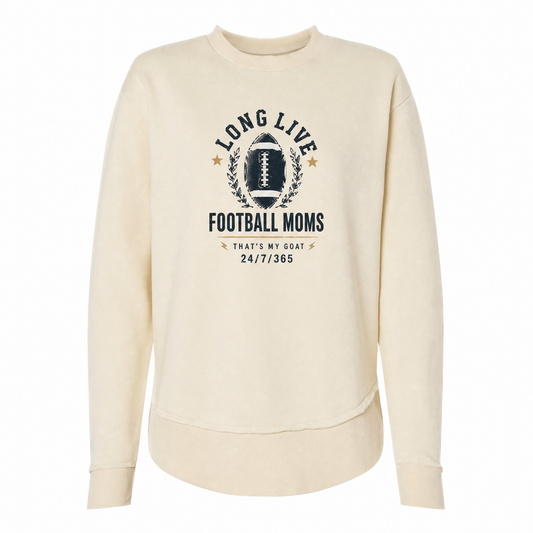 Long Live Football Moms Oversized Vintage Football Crewneck