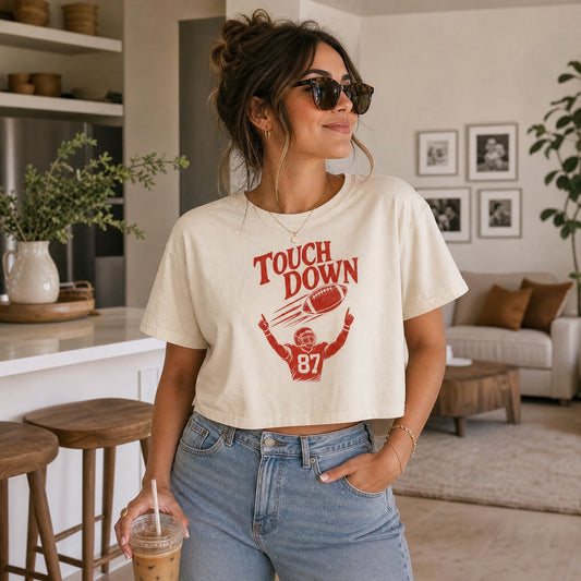 Women's Vintage Touchdown Football Boxy Retro Tee