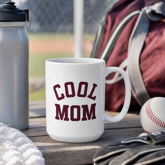 Varsity Cool Mom Ceramic Mug, 15 oz