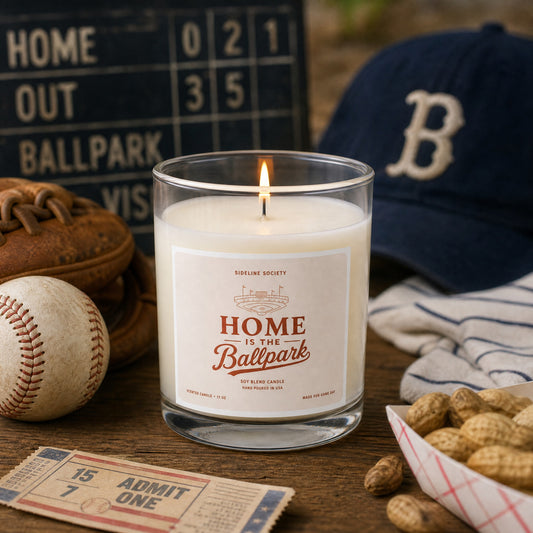 Home Is the Ballpark Baseball Soy Candle , 11 oz