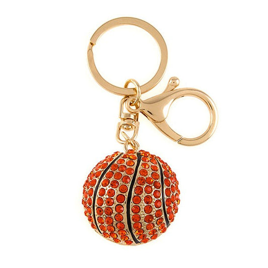 Rhinestone Basketball Keychain | Sparkly Sports Bag Charm