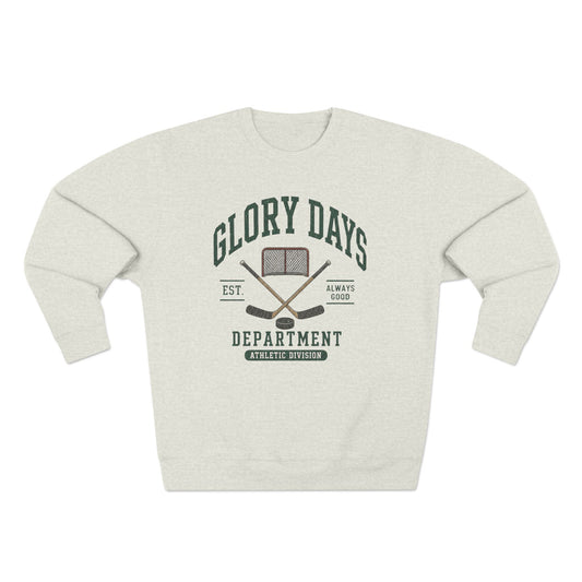 Glory Days Department Crewneck Sweatshirt | Vintage Retro Hockey Sweatshirt