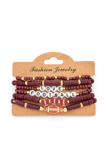 Love Football Multi-Layer Bracelet Set | Game Day Football Stack Bracelets