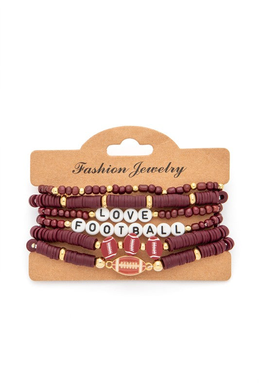 Love Football Multi-Layer Bracelet Set | Game Day Football Stack Bracelets