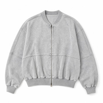 Zenana Acid Washed Fleece Jacket Sleet