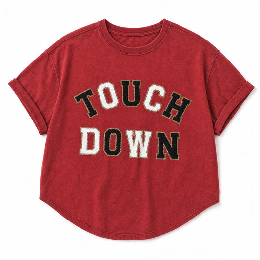 BiBi Touchdown Letter Loose Fit Vintage Washed Top