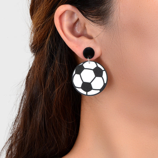 Handmade Soccer Ball Acrylic Drop Earrings | World Cup Sports Statement Earrings