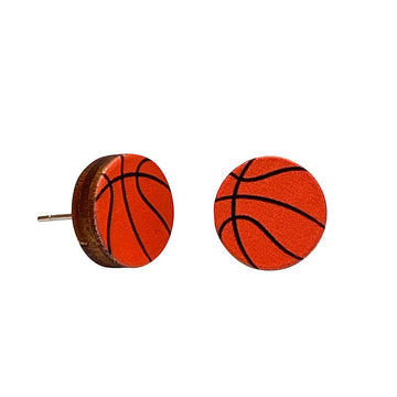 Basketball Stud Earrings | Lightweight Wooden Sports Earrings