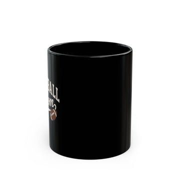 Football Mom Black Coffee Mug — Cute Football Heart Design (11oz & 15oz)