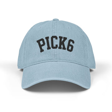 Pick 6 Vintage Hat | Pick 6 Football Hat | Embroidered Sports Fan Baseball Cap